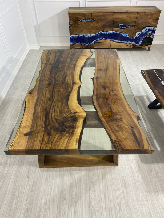 Epoxy Resin Table, Live Edge Table, Custom 68” x 42” Walnut Clear Epoxy Table, River Table, Wooden Table, Custom  Order for Mhaia Tampa