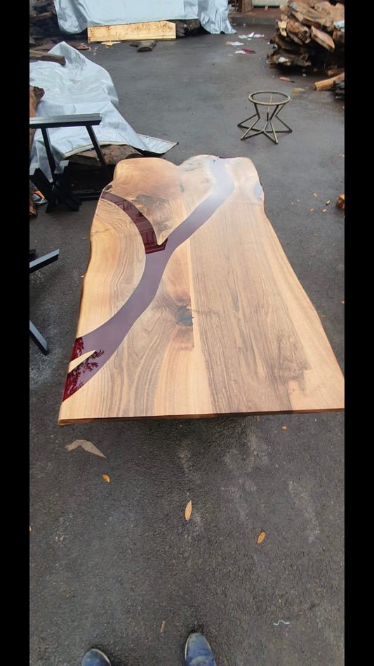 Custom 68” x 38” Black Walnut Red Epoxy Pittsburgh River Dining Table, Handmade Red Epoxy  Lake Table, Order for Sarah #LifeisForEnjoying