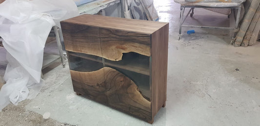 Made to Order Custom Wood Epoxy Resin Credenza, Walnut Epoxy Accent Cabinet, Epoxy Console Table, Epoxy Server, Epoxy Buffet, Epoxy Credenza