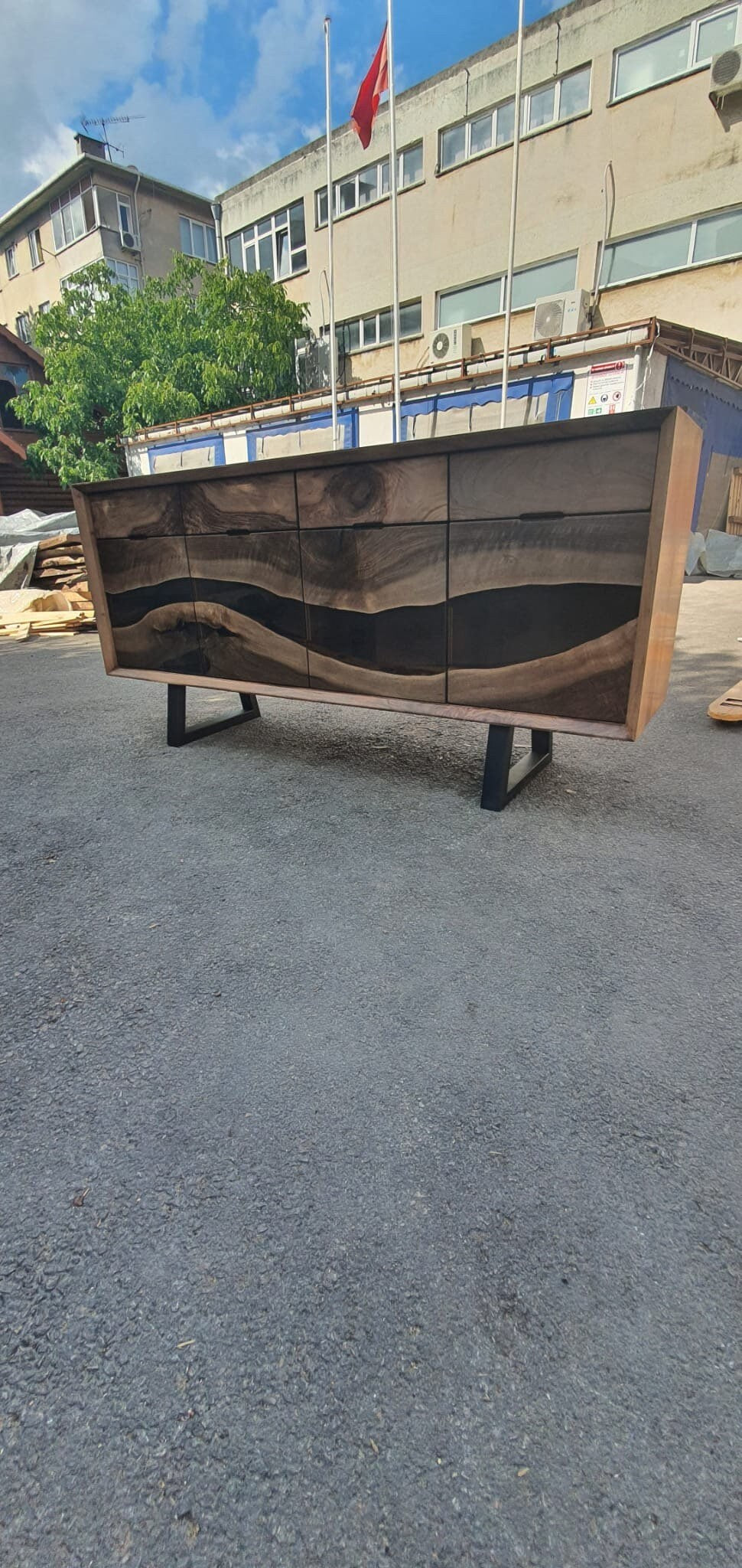 Custom Credenza, 72” x 18” x 36” Wood Epoxy Resin Credenza, Walnut Epoxy, Epoxy Accent Cabinet, Epoxy Credenza for Monterrey2