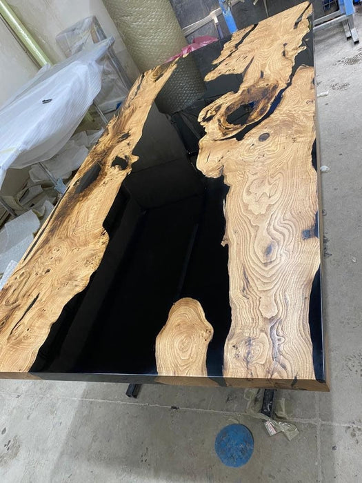 Chestnut Black Table, Epoxy Dining Table, Epoxy Resin Table, Custom 88” x 40” Chestnut Table, Epoxy River Dining Table for Monica
