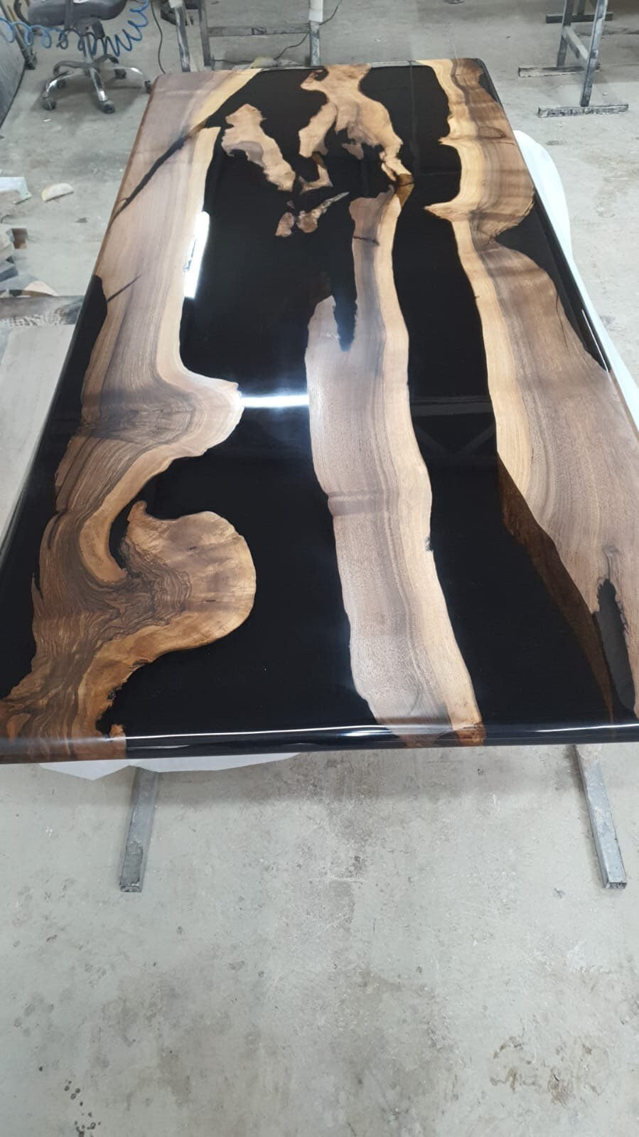 Live Edge Table, River Table, Custom 96” x 40” Walnut Black Table, Epoxy River Dining Table, Custom Order for Kevon