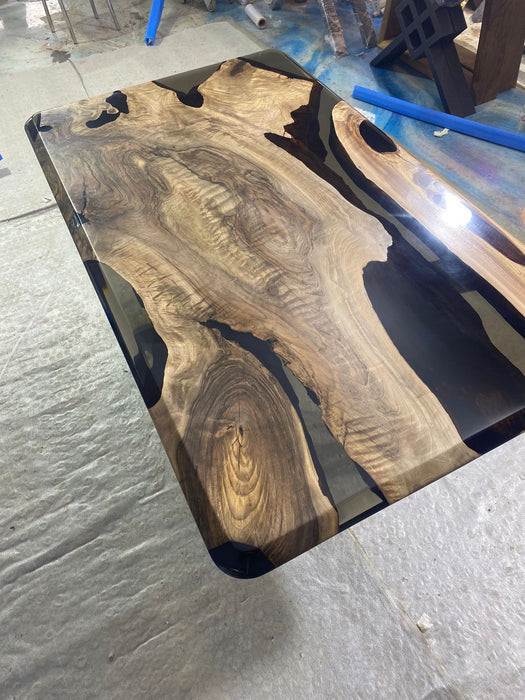 Epoxy Table, Epoxy Dining Table, Custom 60” x 35” Walnut Smokey Gray Table, Epoxy River Table, Live Edge Table, Custom  Order for James K