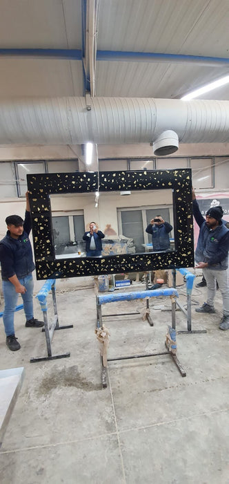 Epoxy Mirror, Custom 84” x 54" Gold Leaf. Mirror, Black Epoxy Mirror, Custom Order for Evyn