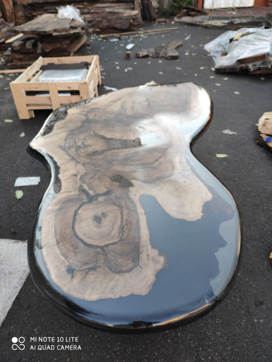 Walnut Dining Table, Custom 67” x 28” Walnut Black Epoxy Table, Live Edge Table, River Table, Custom Order for Ni Kong