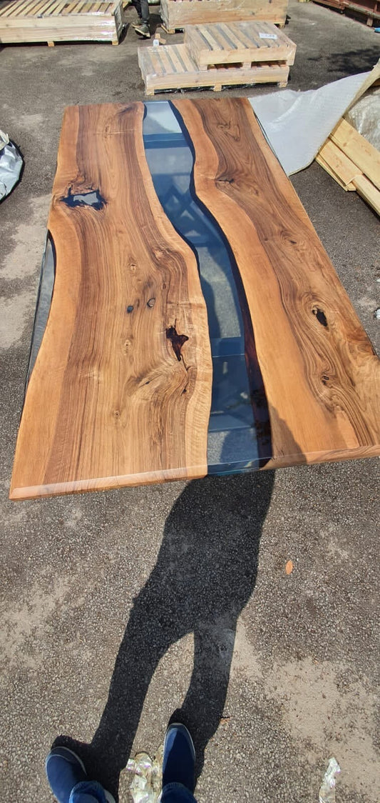 Walnut Dining Table, Custom 96” x 48” Clear Epoxy Table, River Dining Table, Walnut Epoxy Table, Custom Order for Mia