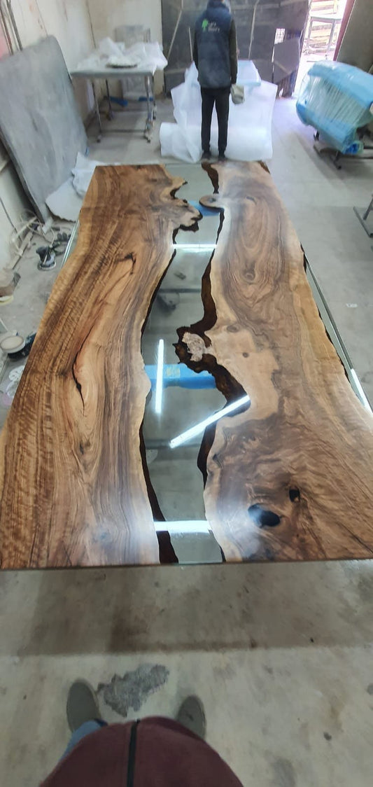 Live Edge Table, Epoxy Dining Table, Epoxy Resin Table, Custom 98” x 47” Walnut Table, Clear Epoxy River Dining Table, Custom Order for