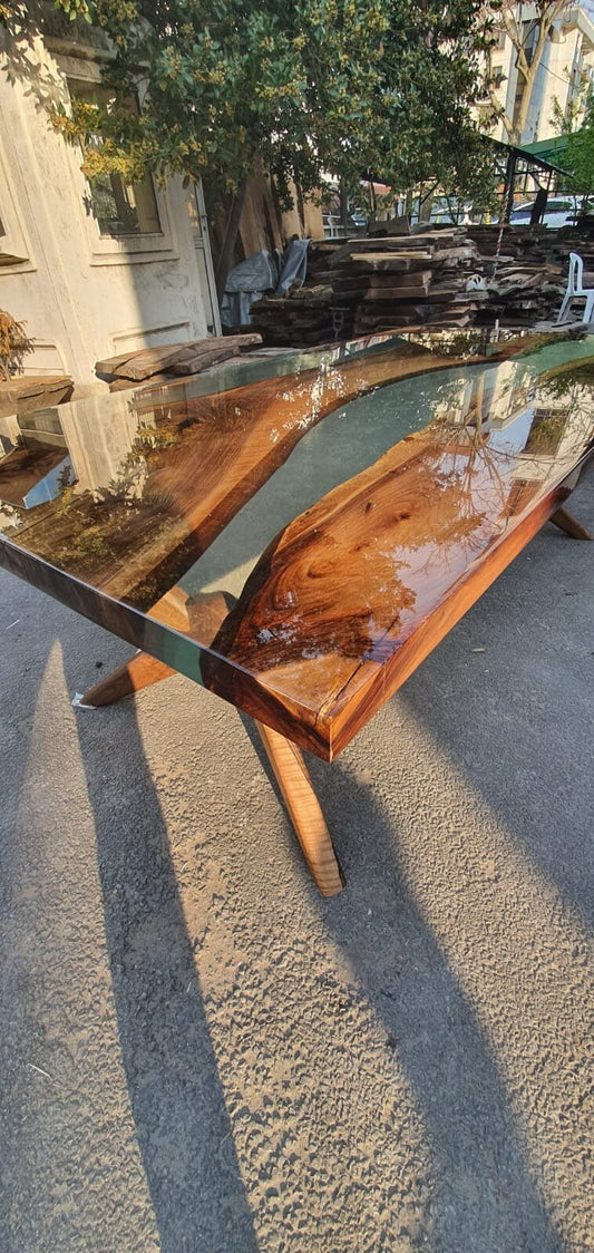 Walnut Dining Table, Epoxy Resin Table, Custom 90” x 46” Table, Epoxy Resin Table, Epoxy Dining Table, Clear Epoxy Table Order for Ryan