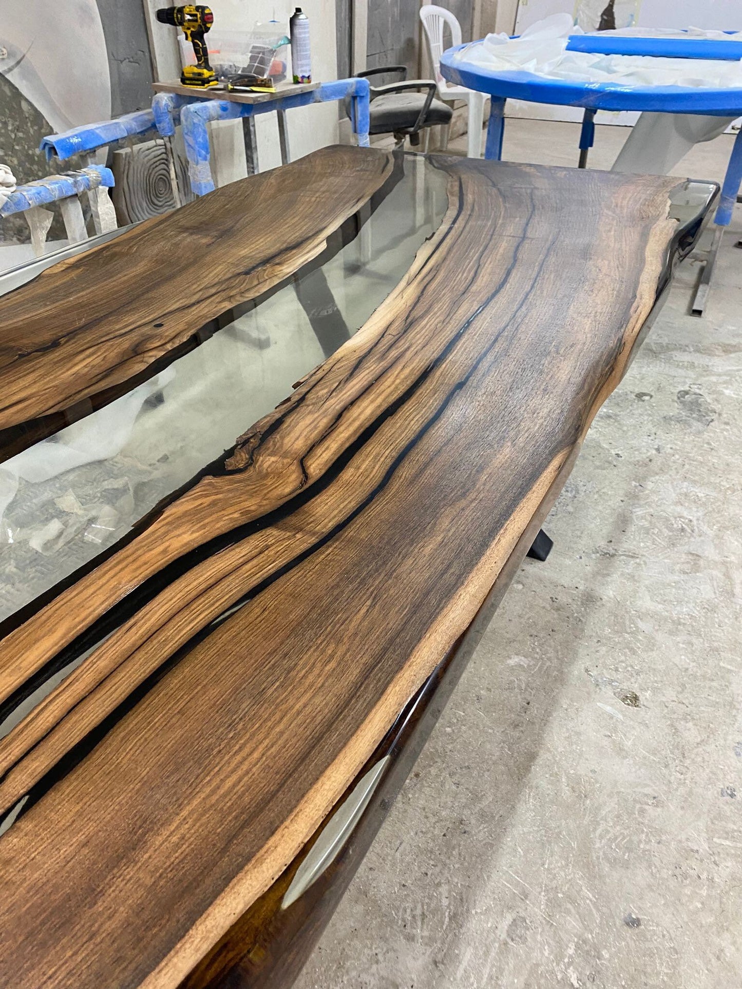 Walnut Dining Epoxy Table, Epoxy Dining Table, Custom 115” x 40” Walnut Table, Clear Epoxy Table, River Table, Custom Order for Suzzli