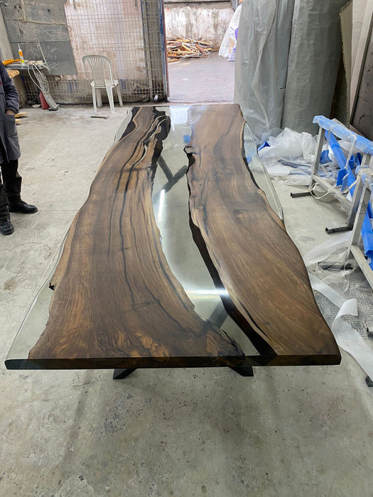 Walnut Dining Epoxy Table, Epoxy Dining Table, Custom 115” x 40” Walnut Table, Clear Epoxy Table, River Table, Custom Order for Suzzli