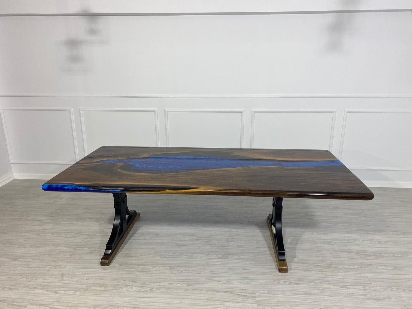 Handmade Epoxy Table, Custom 96” x 45” Walnut Wood Deep Blue and Turquoise Table, River Table, Epoxy Dining Table, Order  for Suzanne