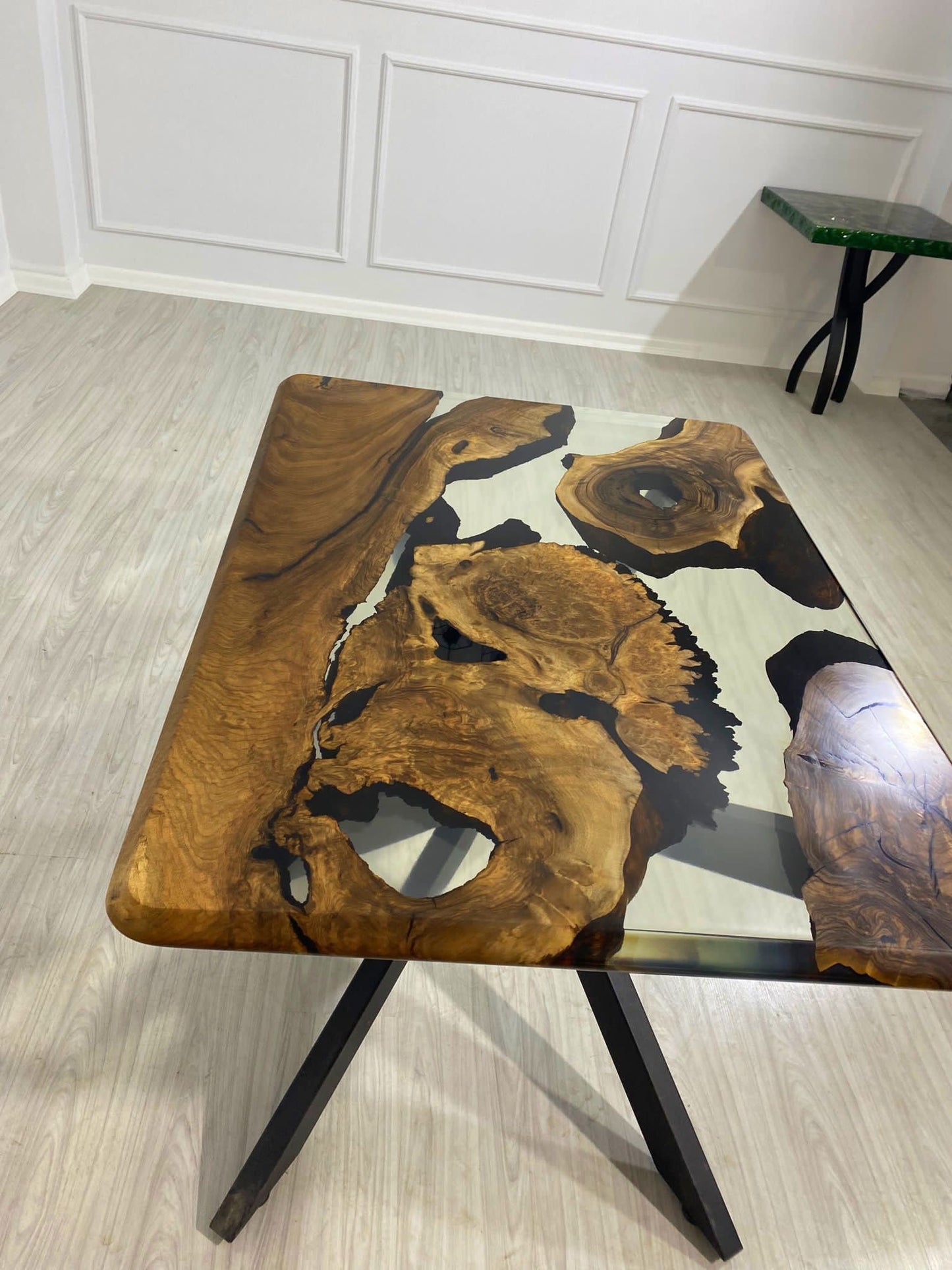 Handmade Epoxy Table, Walnut Dining Table, Live Edge Table, Epoxy Resin Table, Custom 50” x 36”  Table, Clear Epoxy Table Order for Leon