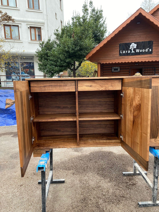 Made to Order Custom 64” x 18” x 36” Walnut Wood Credenza, Walnut Credenza Table, Epoxy Resin Credenza for Nathan