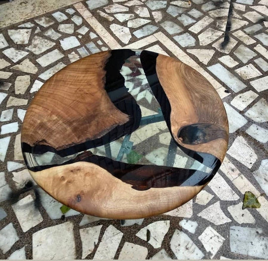 Round Epoxy Coffee Table, Walnut Coffee Table, Epoxy Coffee Table, Epoxy Resin Table, Live Edge Table, Made to Order Custom