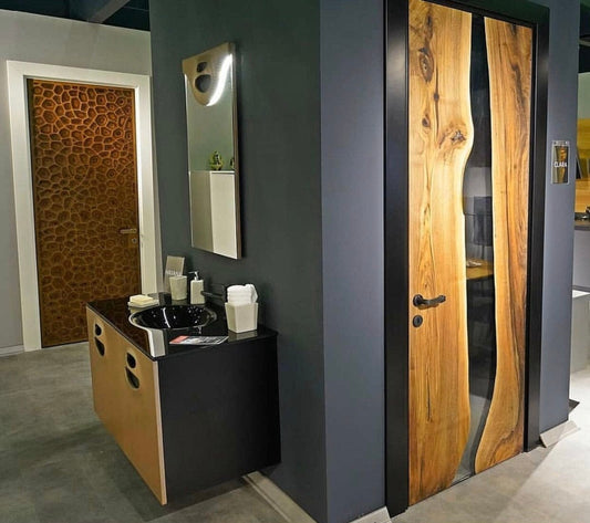 Custom Walnut Epoxy Barn Doors, Handmade Resin Sliding Door, Made To Order River Door for Office & Home Décor, Wooden Epoxy Door