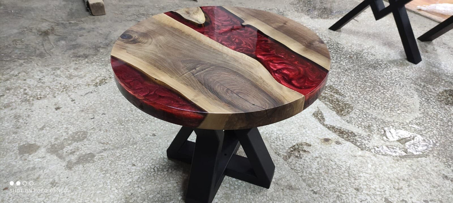 Walnut Coffee Table, Round Coffee Table, Epoxy Resin Table, Live Edge Table, River Table, Order Custom 24”d Table, Unique Coffee Table