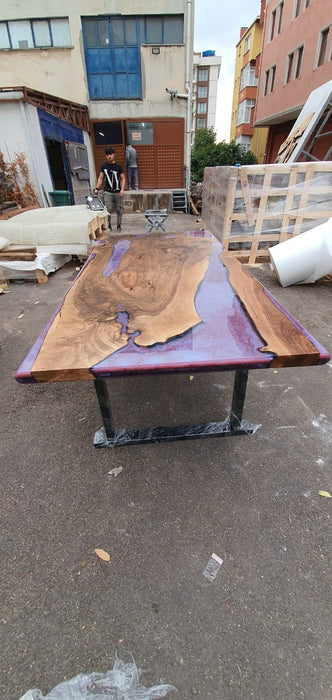 Custom 84" x 42" Epoxy Resin Table, Handmade Pearl Purple Epoxy River Table, Custom Walnut Epoxy Table, Unique Resin Epoxy Table for Erum