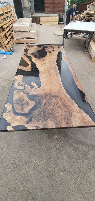 Epoxy Resin River Table, Custom 98” x 42” Walnut Black Table, Epoxy River Dining Table. Handmade Epoxy Table, Custom Order for Irina