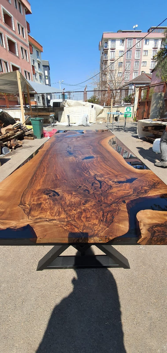 Walnut Epoxy Table, Epoxy Dining Table, Walnut Epoxy River Table, Custom 108” x 44” Black Epoxy Table, Custom Order for Brandon H