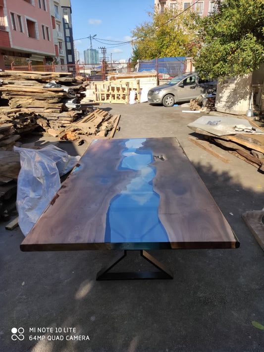 Epoxy Table, Epoxy Dining Table, Walnut Epoxy River Table, Custom 290cm x 140cm Walnut Clear Epoxy River Dining Table Order for Sara F