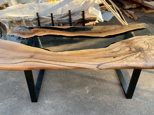 Walnut Dining Table, Epoxy Dining Table, Epoxy Resin Table, Custom 88” x 48” Walnut Epoxy Table, River Dining Table, Order for Hyland