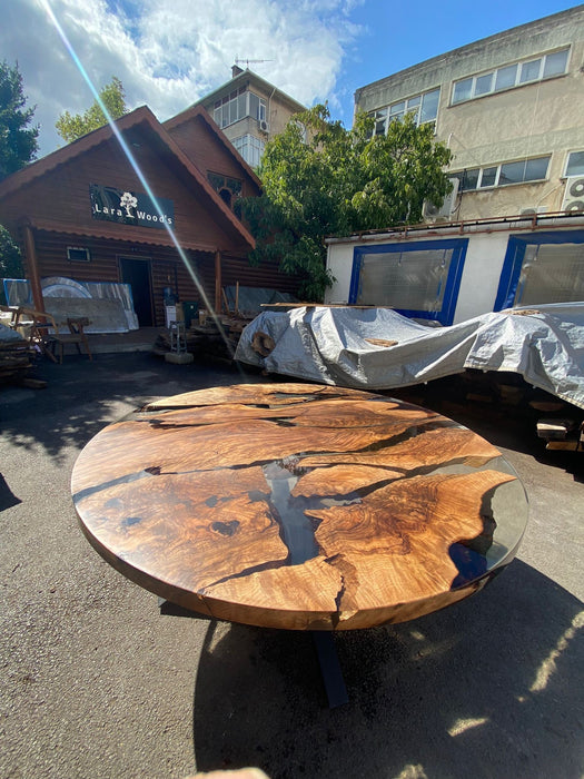 Round Dining Table, Custom 72” Diameter Round Table, Walnut Clear Epoxy Table, Epoxy Resin Table, Custom Order for Taylor M