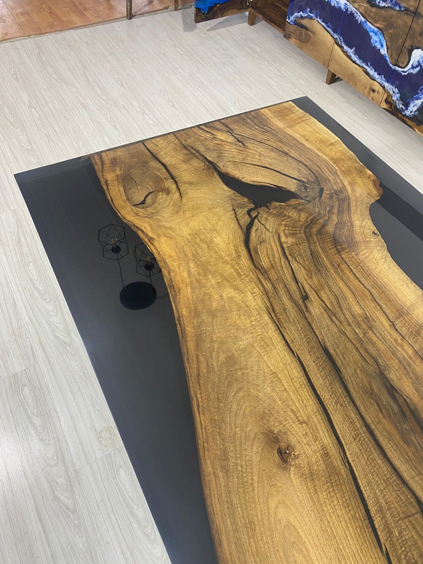 Epoxy Table, Epoxy Dining Table, Walnut Epoxy River Table, Custom 57” x 34” Walnut Table, Wood Black Epoxy Table, Custom Order for Jill