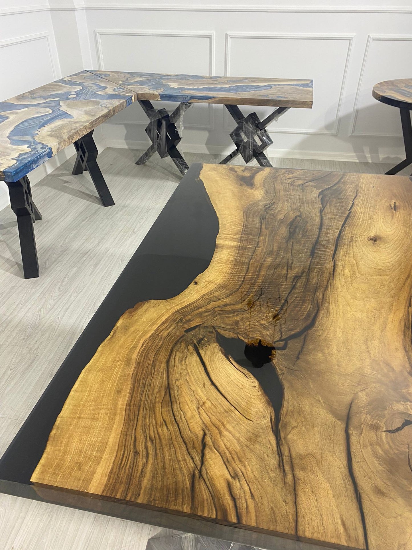 Epoxy Table, Epoxy Dining Table, Walnut Epoxy River Table, Custom 57” x 34” Walnut Table, Wood Black Epoxy Table, Custom Order for Jill