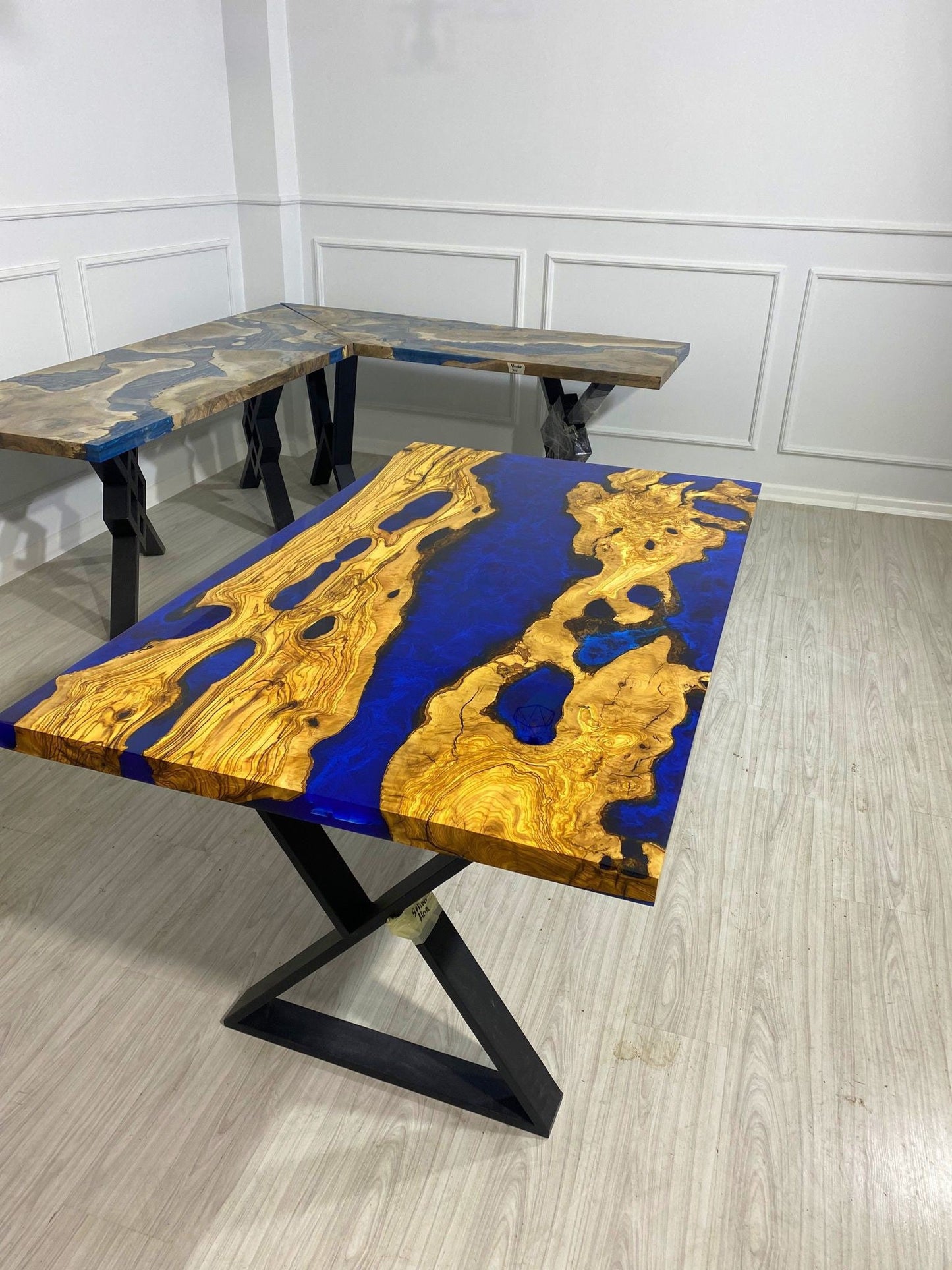 Olive Wood Epoxy Table, Epoxy Coffee Table, Custom 60” x 36” Olive Wood Blue, Turquoise Epoxy Table, River Coffee Table, Order for Selena