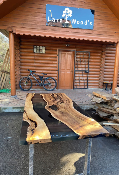 Live Edge Table, River Table, Custom 84” x 36” Walnut Smoke Gray Table, Epoxy River Table, Handmade Epoxy Table, Custom  Order for Sarah K