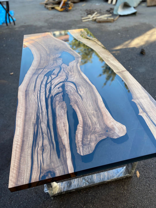 Live Edge Table, River Table, Custom 84” x 36” Walnut Smoke Gray Table, Epoxy River Table, Handmade Epoxy Table, Custom  Order for Sarah K