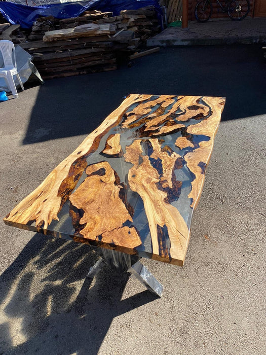 Olive Wood Epoxy Table, Custom 72” x 36” Epoxy Table, Olive Clear Epoxy Table , Live Edge Table, Epoxy Table, Custom Order for Mike P