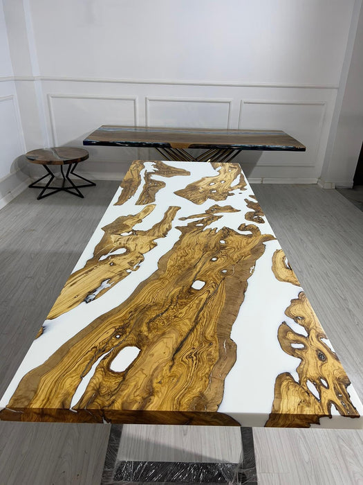 Custom 90”x 32" Olive Wood Epoxy Table, Olive Wood Table, Epoxy Dining Table, Epoxy Resin Table, Live Edge Table, Made to Order for Martha