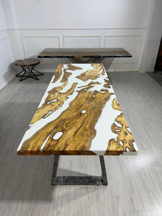 Custom 90”x 32" Olive Wood Epoxy Table, Olive Wood Table, Epoxy Dining Table, Epoxy Resin Table, Live Edge Table, Made to Order for Martha