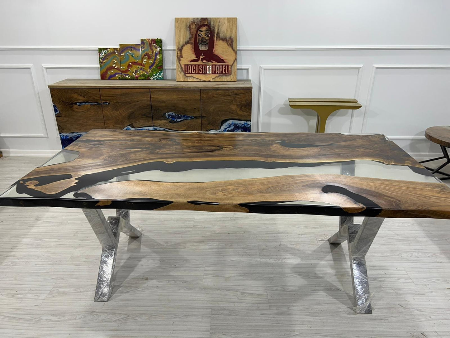 Live Edge Table, Epoxy Dining Table, Epoxy Resin Table, Custom 80” x 41” Walnut Table, Clear Epoxy River Table, Custom Order for Mary G