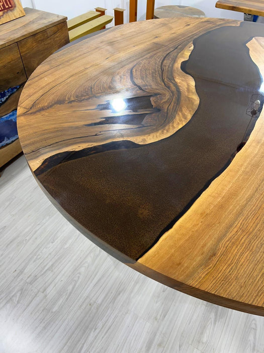 Epoxy Dining Table, Epoxy Resin Table, Custom 60” Diameter Round Table, Walnut Brown Epoxy Table, Custom Order for Wayne