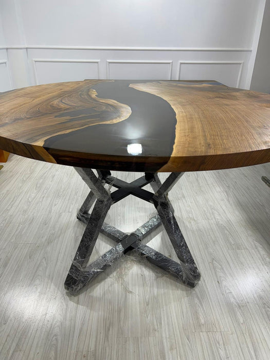 Epoxy Dining Table, Epoxy Resin Table, Custom 60” Diameter Round Table, Walnut Brown Epoxy Table, Custom Order for Wayne