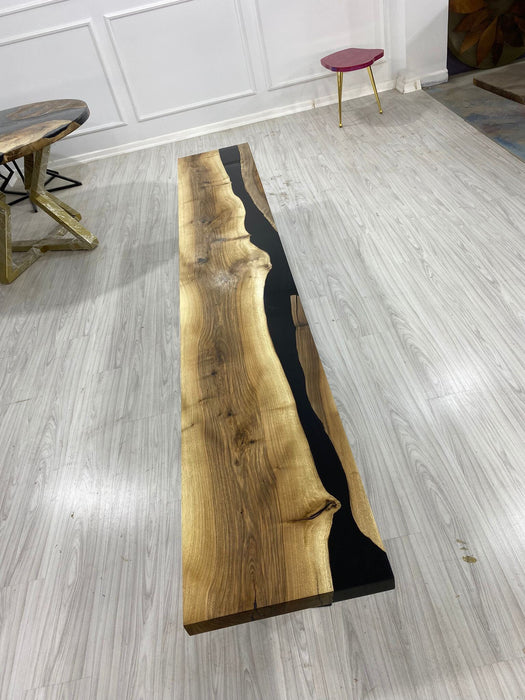 Custom Epoxy Resin Table, 105” x 16” Walnut Black Table, Epoxy Table, Unique Resin Epoxy Table, Live Edge Table, Custom Order for Marcia G