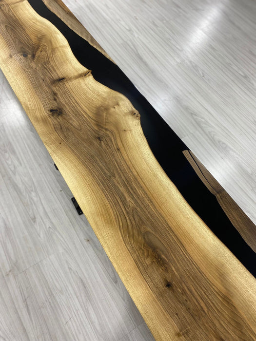 Custom Epoxy Resin Table, 105” x 16” Walnut Black Table, Epoxy Table, Unique Resin Epoxy Table, Live Edge Table, Custom Order for Marcia G