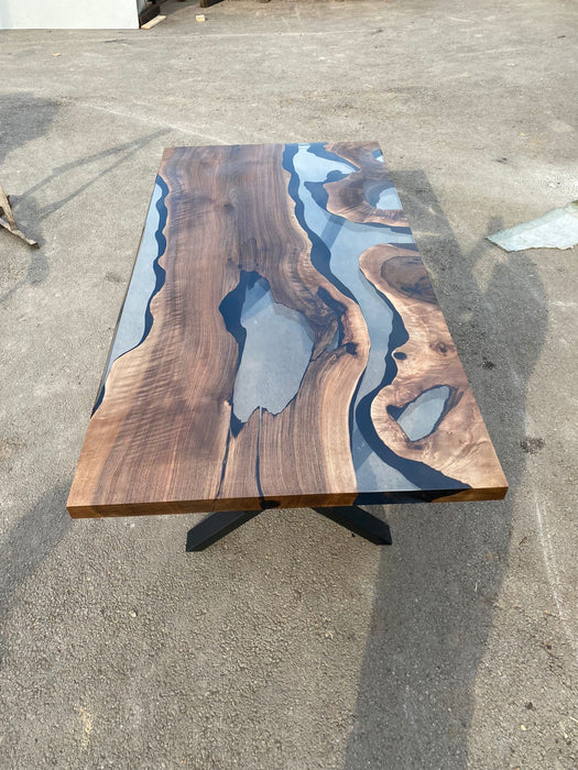 Handmade Epoxy Table, Epoxy Table, Epoxy Dining Table, Custom 72” x 36” Walnut Smokey Gray Table, Epoxy Dining Table, Order for Janice