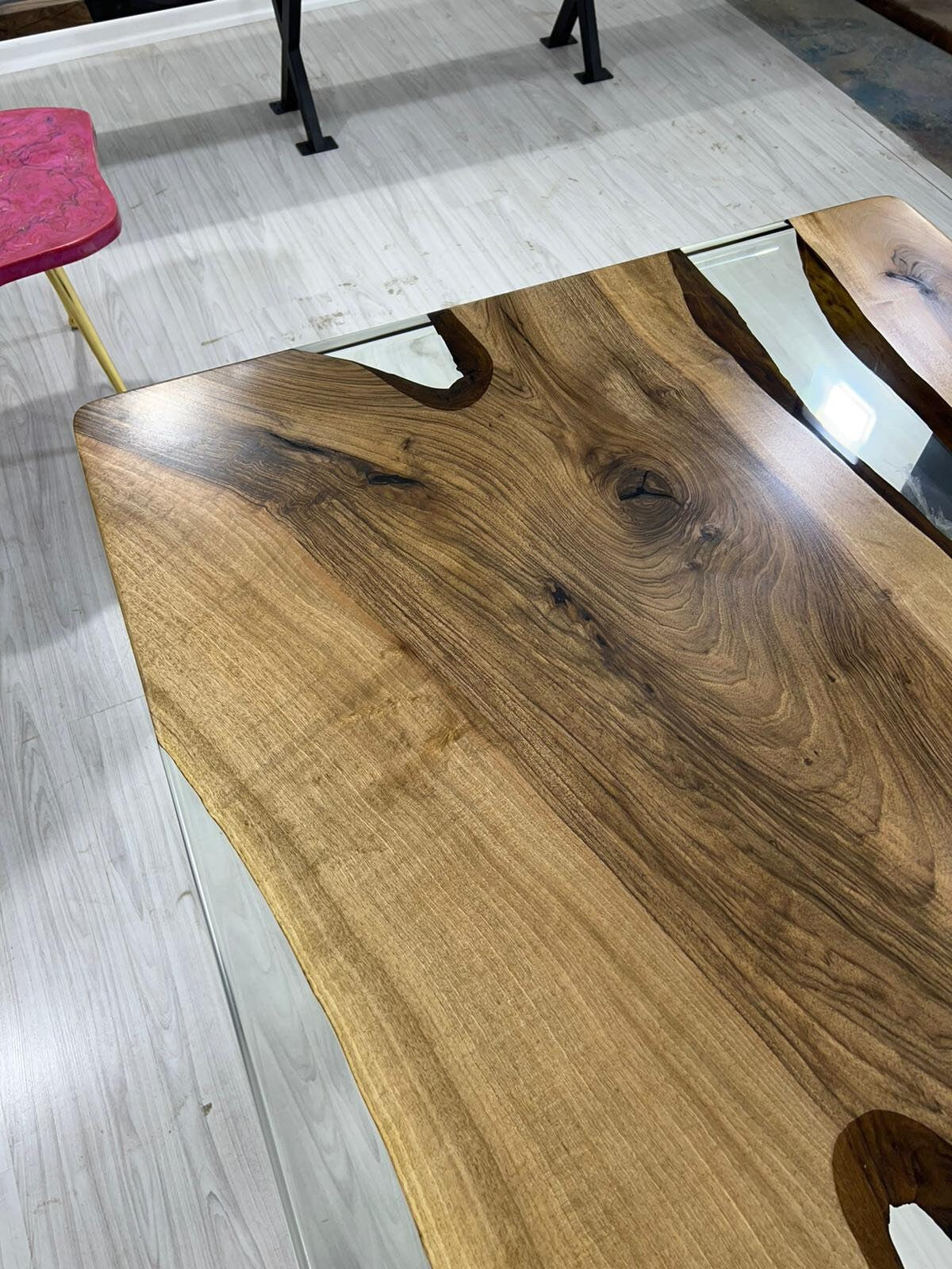 Epoxy Table, Epoxy Dining Table, Walnut Epoxy River Table, Custom 72” x 36” Walnut Clear Epoxy River Table Order for Lisa M