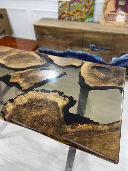 Epoxy Table, Epoxy Dining Table, Walnut Epoxy River Table, Custom 66” x 30” Walnut Smoke Gray Epoxy Table, Custom Order for Lisa