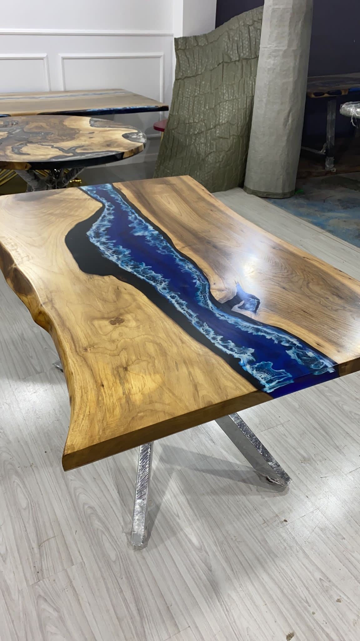 Handmade Epoxy Table, Epoxy Dining Table, Epoxy Resin Table, Custom 60” x 36” Walnut Blue Table, Epoxy River Dining Table, Order for T