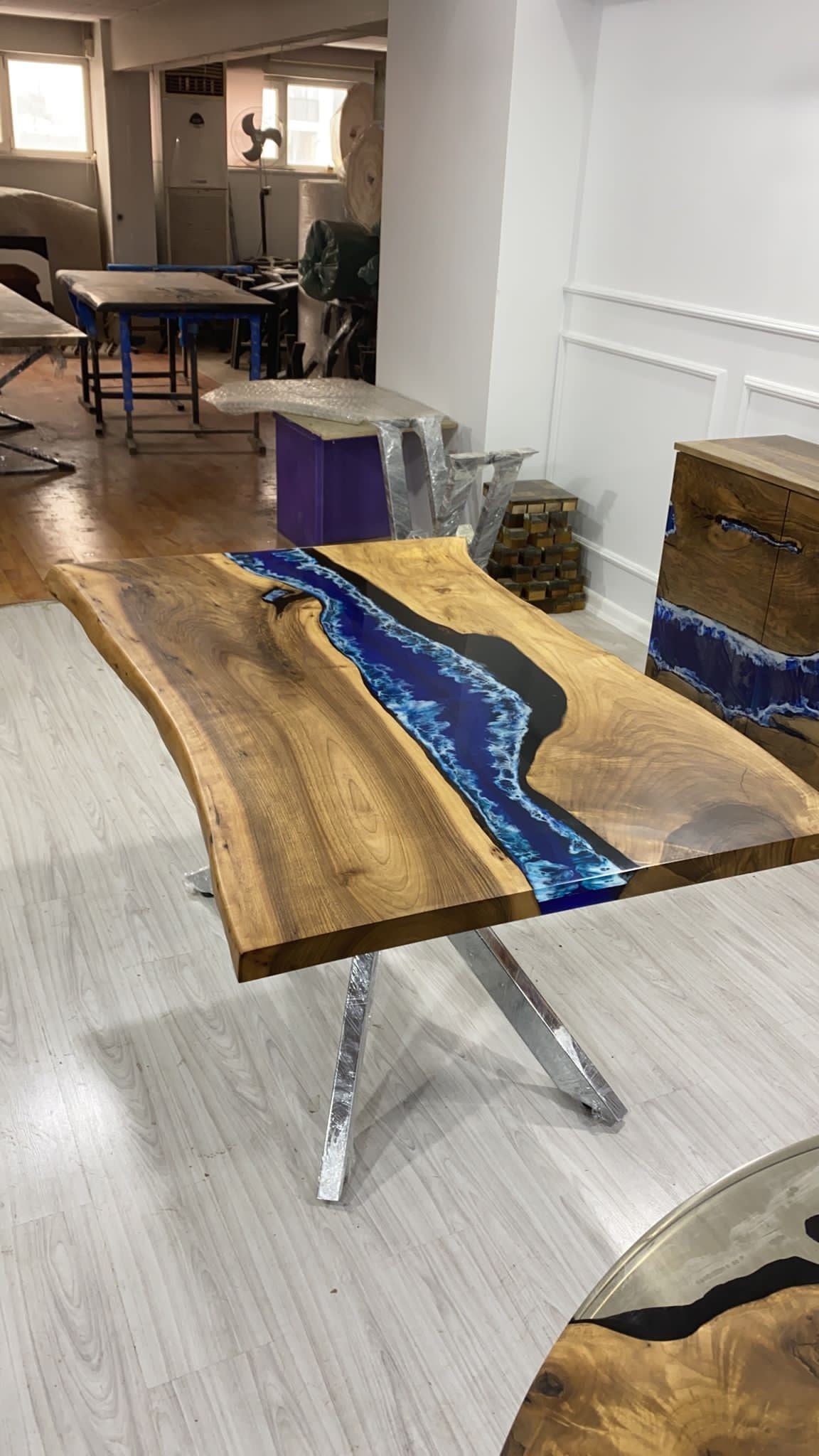 Handmade Epoxy Table, Epoxy Dining Table, Epoxy Resin Table, Custom 60” x 36” Walnut Blue Table, Epoxy River Dining Table, Order for T