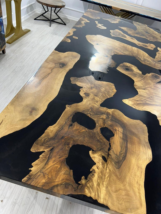 Walnut Dining Table, Epoxy Dining Table, Epoxy Resin Table, Custom 115” x 48" Walnut Black Table, Epoxy River Table Order for Hope