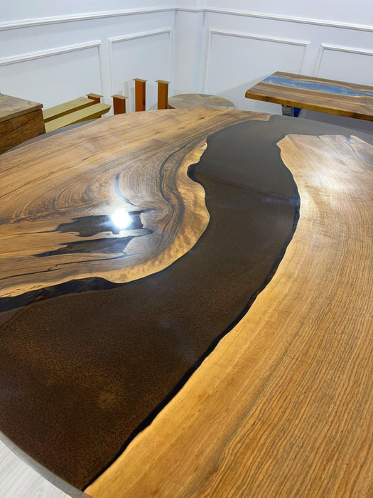 Epoxy Dining Table, Epoxy Resin Table, Custom 60” Diameter Round Table, Walnut Brown Epoxy Table, Custom Order for Wayne