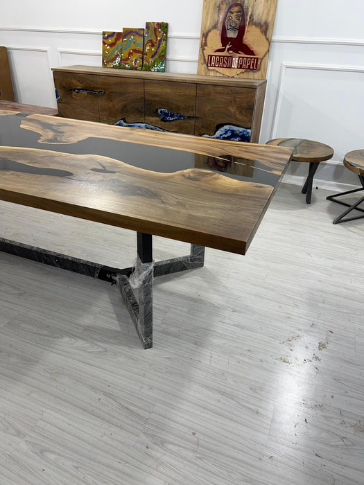 Epoxy Resin Table, Custom 115” x 42" Walnut Black Table, Epoxy River Table, Wooden Table, Custom Order for Melody