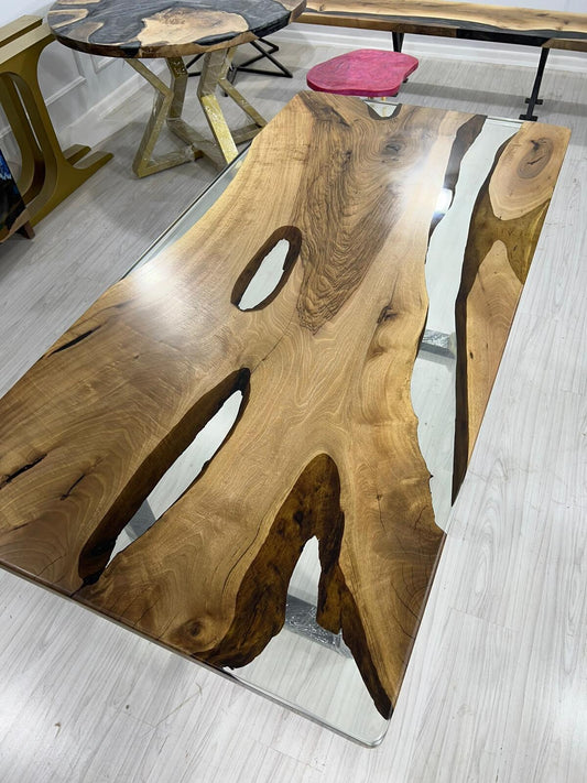 Epoxy Table, Epoxy Dining Table, Walnut Epoxy River Table, Custom 72” x 36” Walnut Clear Epoxy River Table Order for Lisa M