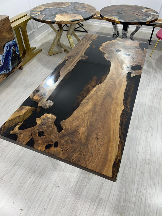 Walnut Dining Table, Epoxy Table, Epoxy Dining Table, Walnut Epoxy River Table, Custom 72" x 33" River Table, Custom Order for Barbara K