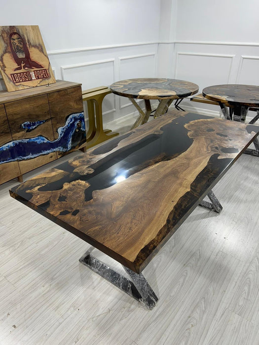 Walnut Dining Table, Epoxy Table, Epoxy Dining Table, Walnut Epoxy River Table, Custom 72" x 33" River Table, Custom Order for Barbara K